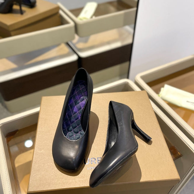 BURBERRY 26S HIGH HEELS 85 MM IN BLACK CALFSKIN