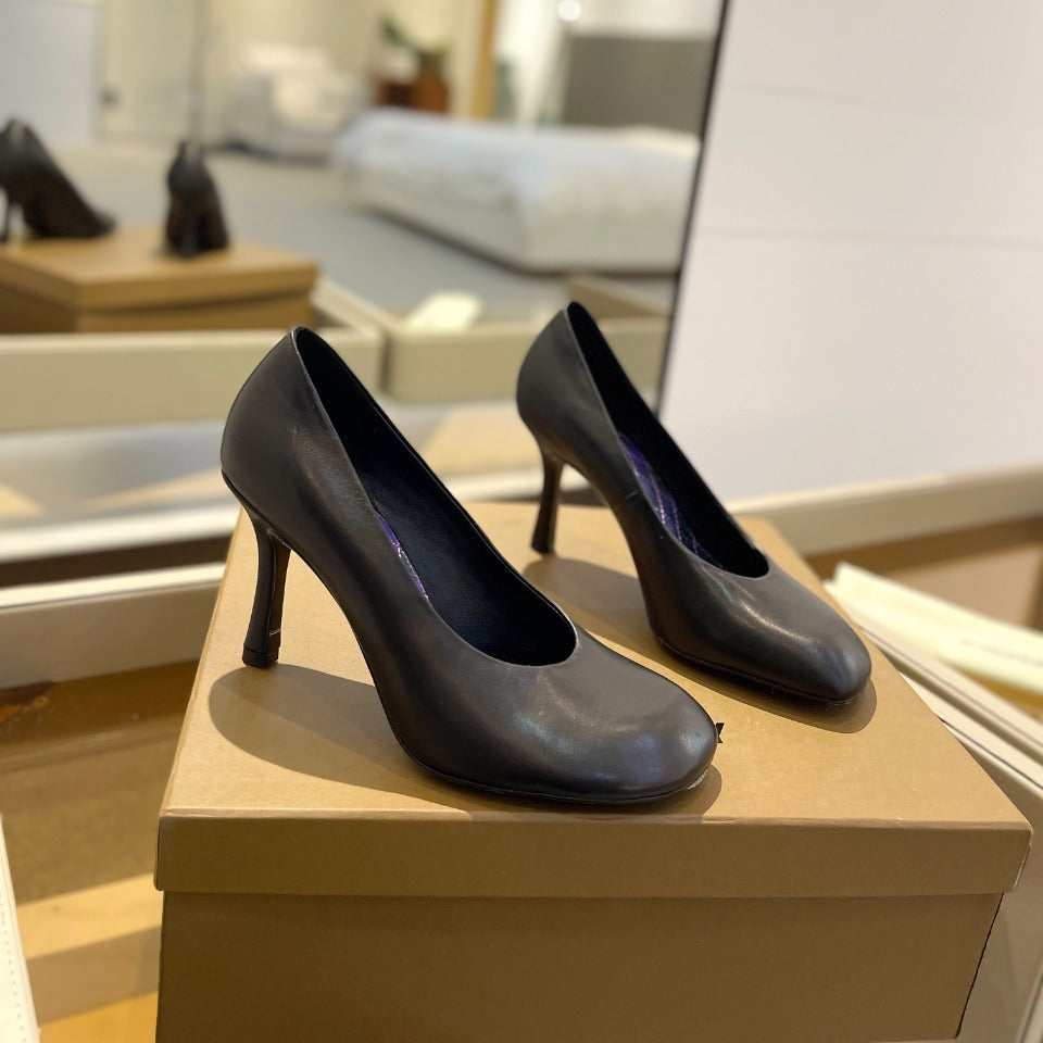 BURBERRY 26S HIGH HEELS 85 MM IN BLACK CALFSKIN