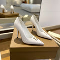 BURBERRY 26S HIGH HEELS 105 MM IN WHITE CALFSKIN WITH LOGO