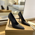 BURBERRY 26S HIGH HEELS 105 MM IN BLACK CALFSKIN WITH LOGO