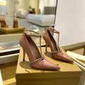 BURBERRY 26S HIGH HEELS 105 MM IN DARK NUDE BEIGE CALFSKIN