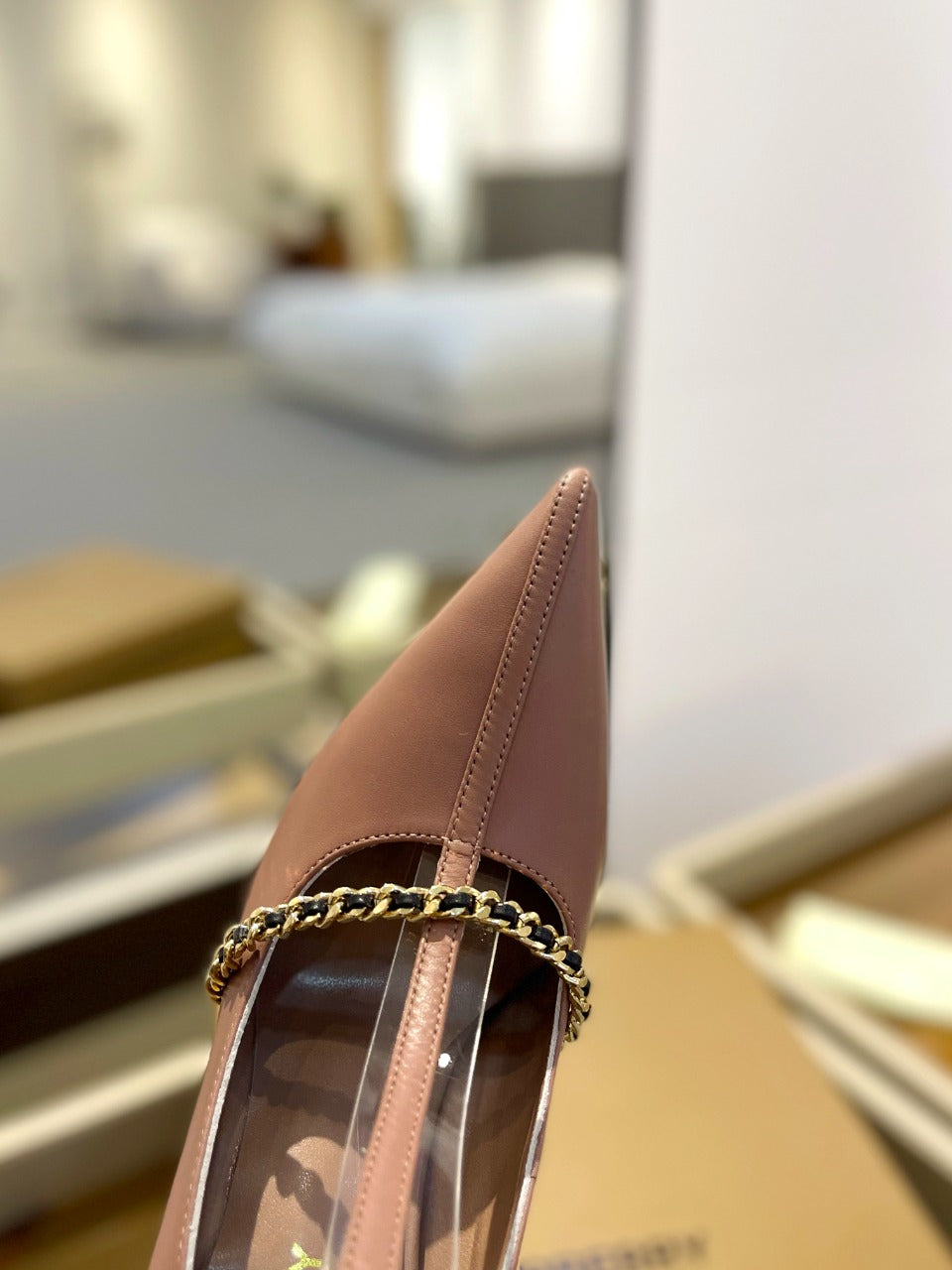 BURBERRY 26S HIGH HEELS 105 MM IN DARK NUDE BEIGE CALFSKIN