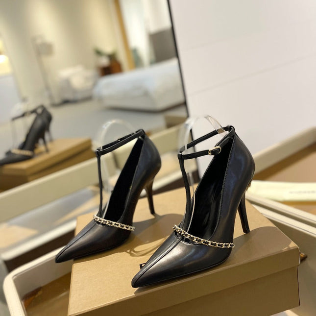 BURBERRY 26S HIGH HEELS 105 MM IN BLACK CALFSKIN