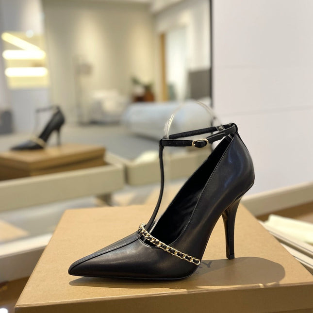 BURBERRY 26S HIGH HEELS 105 MM IN BLACK CALFSKIN