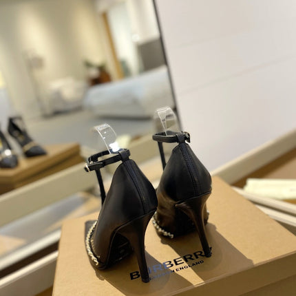 BURBERRY 26S HIGH HEELS 105 MM IN BLACK CALFSKIN