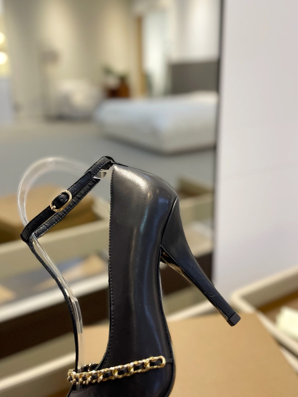 BURBERRY 26S HIGH HEELS 105 MM IN BLACK CALFSKIN