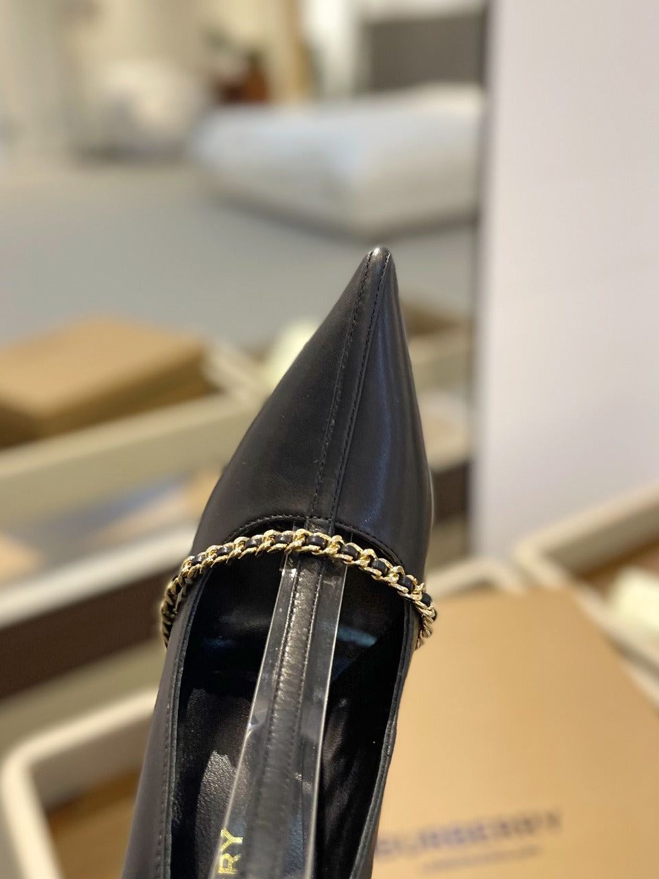 BURBERRY 26S HIGH HEELS 105 MM IN BLACK CALFSKIN