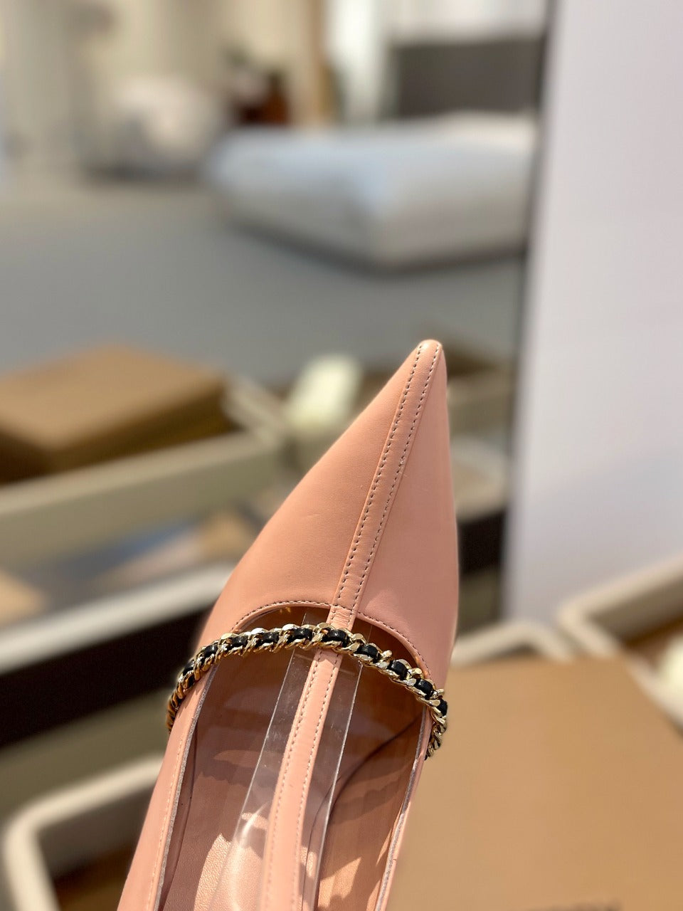 BURBERRY 26S HIGH HEELS 105 MM IN NUDE PINK CALFSKIN