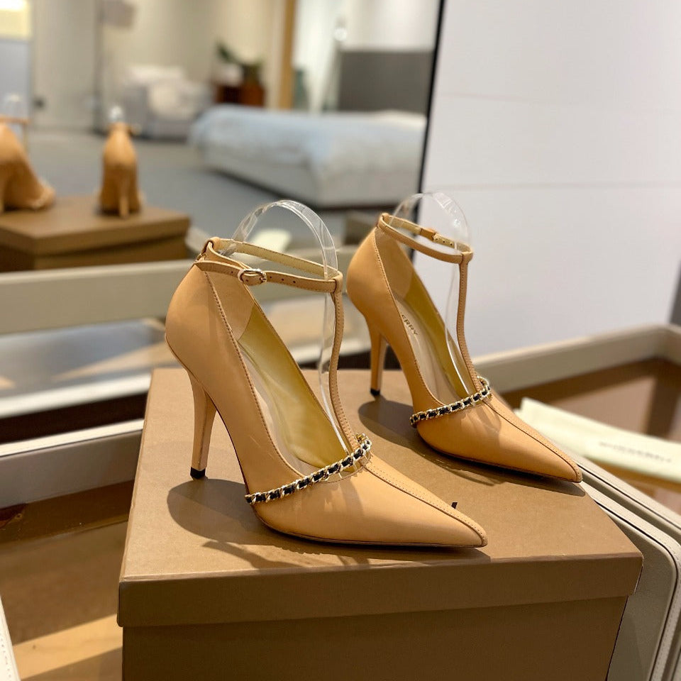 BURBERRY 26S HIGH HEELS 105 MM IN NUDE BEIGE CALFSKIN