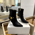 BALMAIN 26S STILETTO HEEL BOOTS 95 MM IN BLACK CALFSKIN